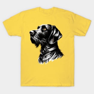 Stunning and Cool German Wirehaired Pointer Monochrome and Gold Portrait for Father's Day T-Shirt